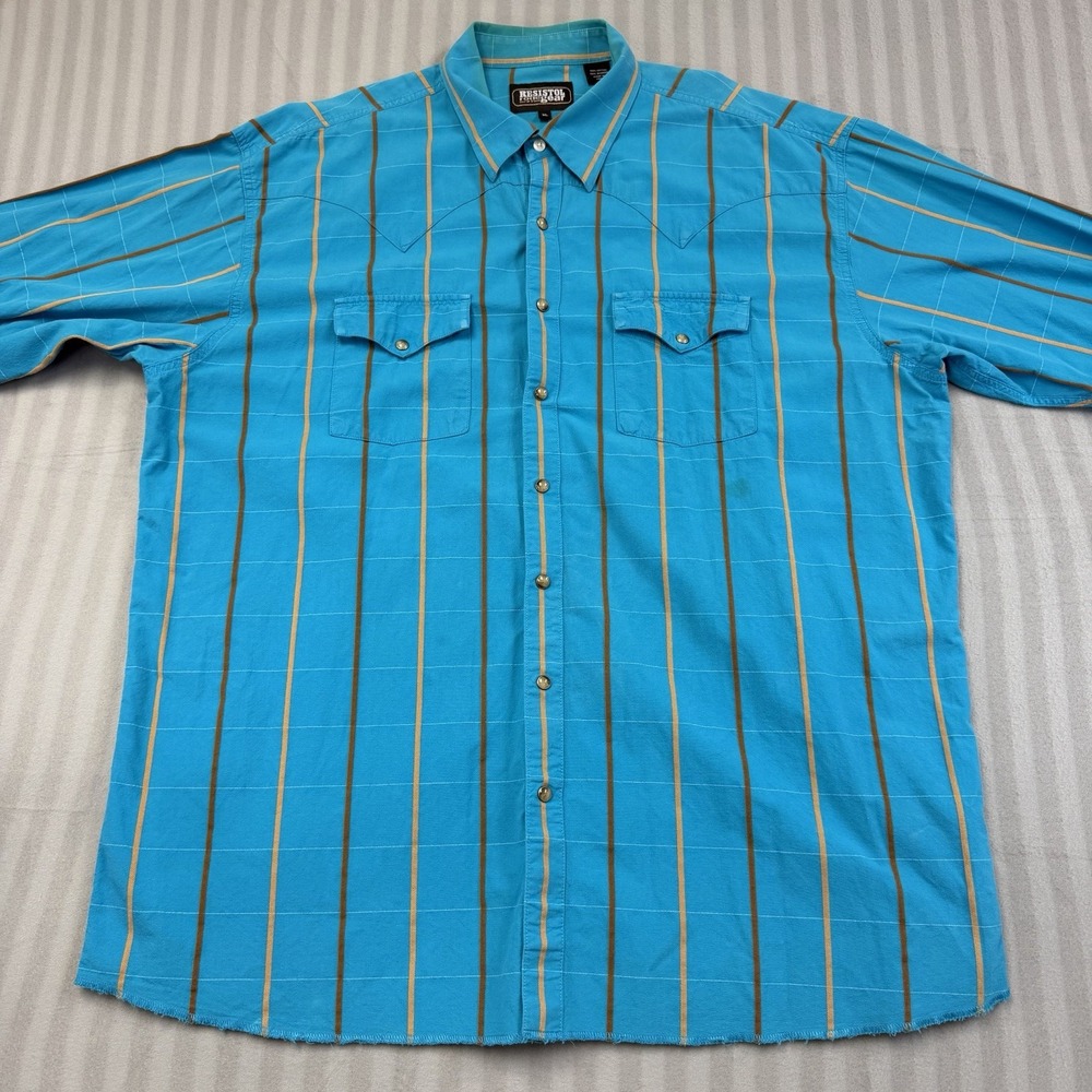 Resistol Rodeo Gear Pearl Snap Shirt Men XL Blue Long Sleeve Western